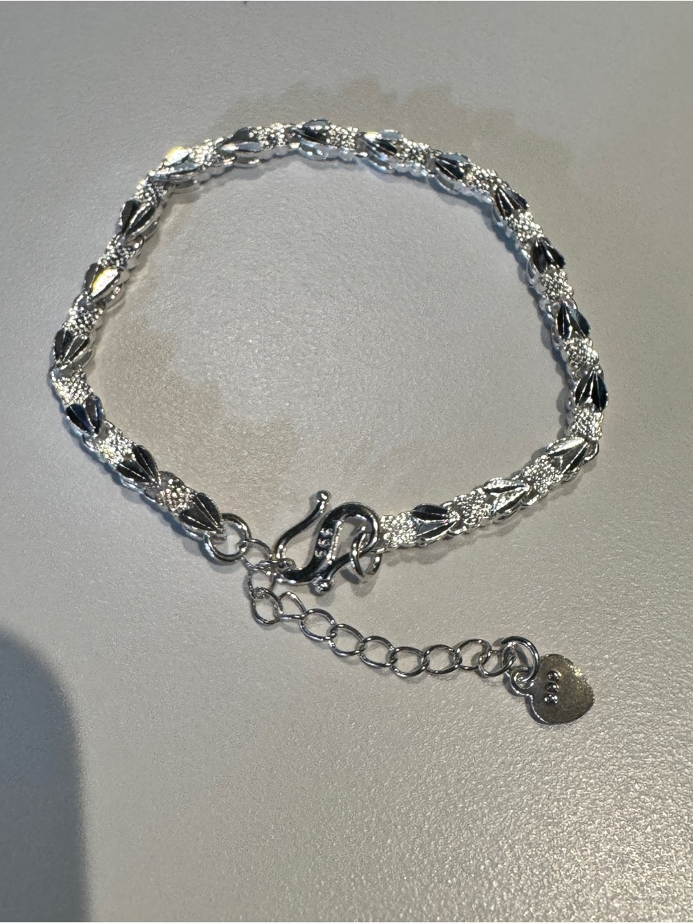 999 Silver plated Twisted Link Women's Bracelet - Silver